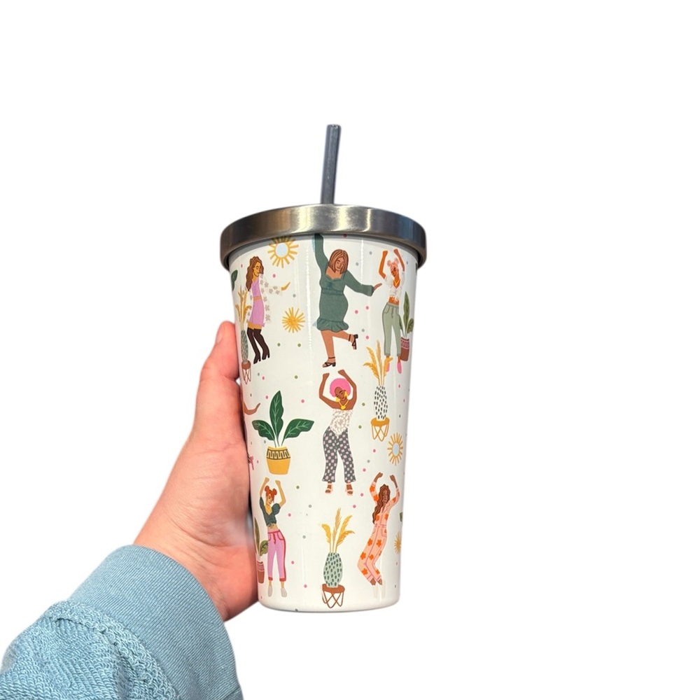 Dancings Girls and Plants 17 oz Tumbler Cup with Straw